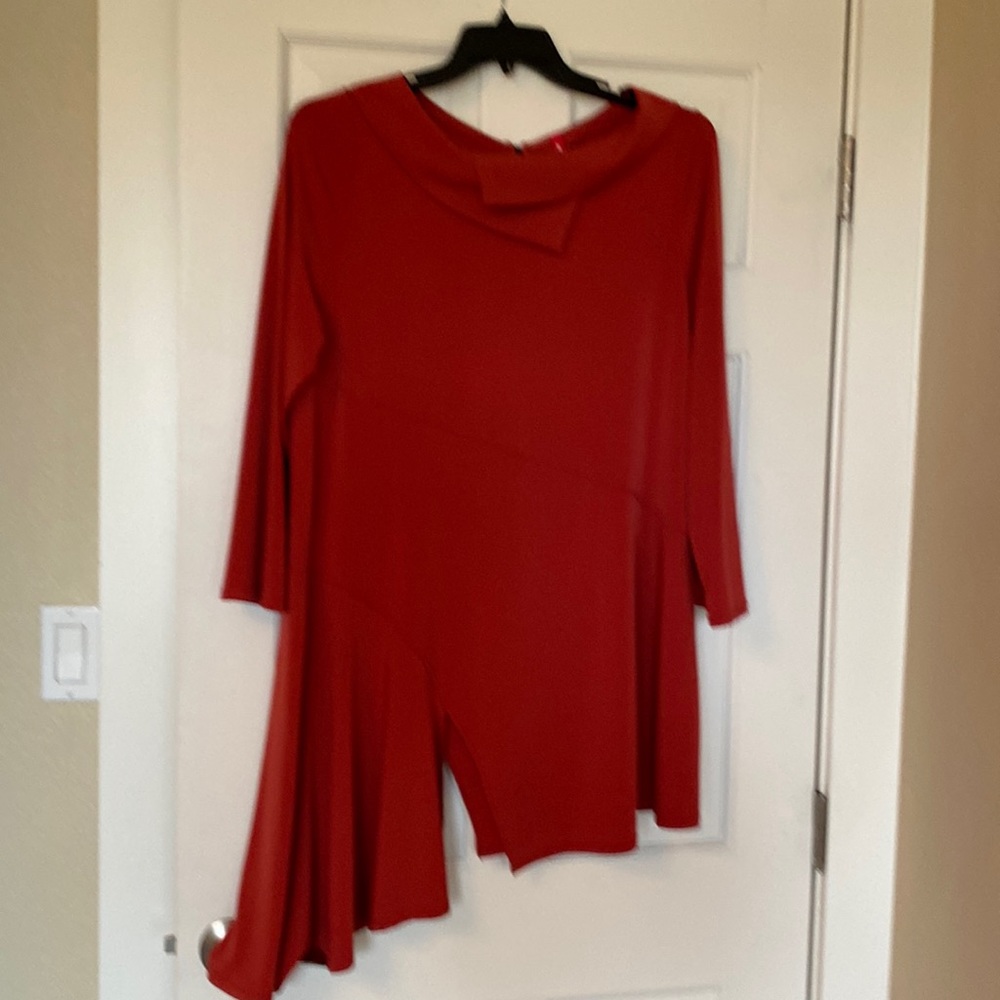 Connie Red Asymmetrical Cape Jacket